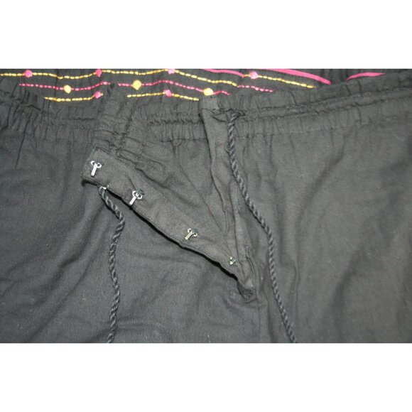 VTG Gypsy Pier 1 Global Boho Hippie Tiered Maxi Skirt Black Cotton Embroidered - Picture 6 of 7